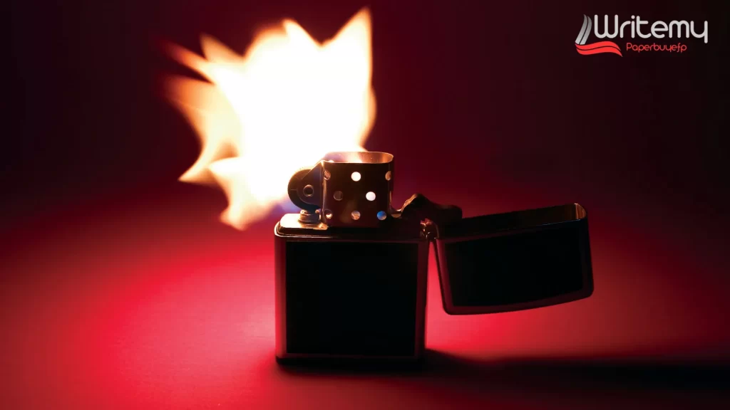 A Zippo lighter with a strong flame in a red-lit background, highlighting the discussion of 'Can You Use Zippo Lighter Fuel as a Lubricant' in relation to lighter functionality and safety.