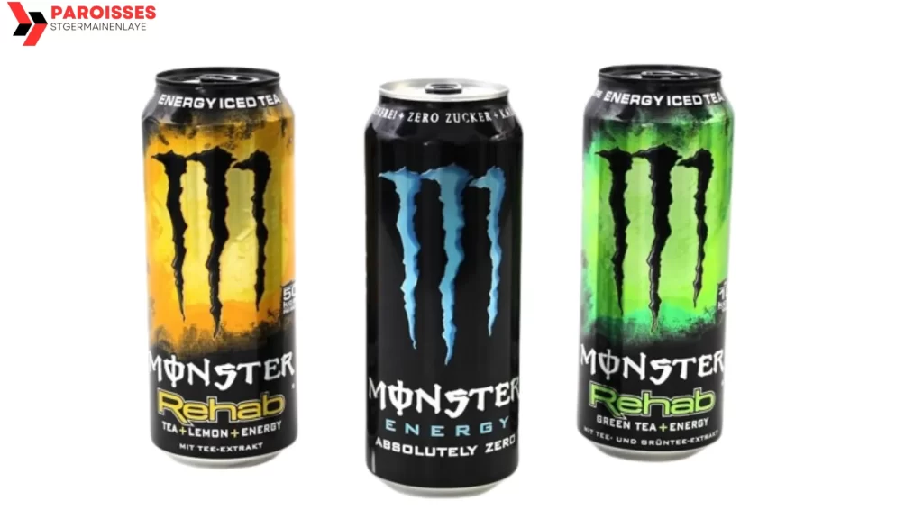 Different flavors of Monster Energy cans, highlighting how much caffeine is in a Monster.